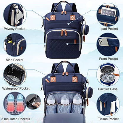 SHITIESHOU Diaper Bag Backpack Baby Bag, Baby Girl Boy Diaper Bag for Dad Mom with Pad, 16 Pockets, Pacifier Case, Large Diaper Bags Unisex for Travel (Blue) - color: Dark Blue1