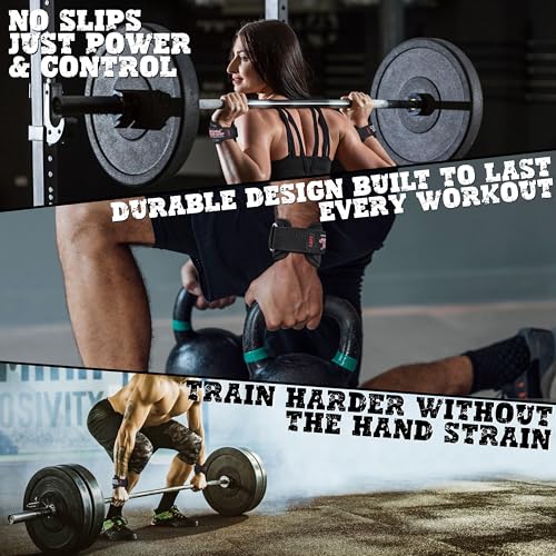 Weight Lifting Rod Hooks Heavy Duty Wrist Wraps Power Weight Lifting Training Gym Grips Straps Set of 2 - color: JET RED, size: WOMEN-Wrist Size Small/Medium