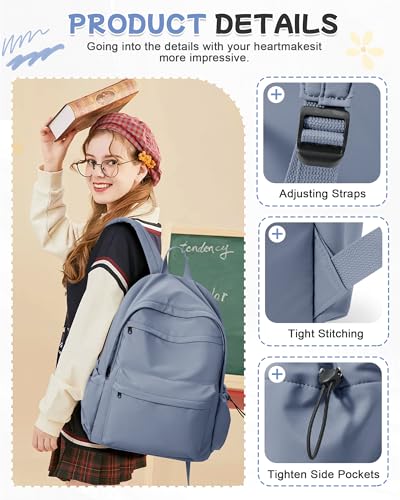 BJLFS Dark Blue Backpack for School Women Girls, Waterproof Bookbag Cute High School Backpackss for Men Teen Boys, Lightweight Travel College Backpack Mochilas Escolares para Casual Daypack Rucksack - color: Blue