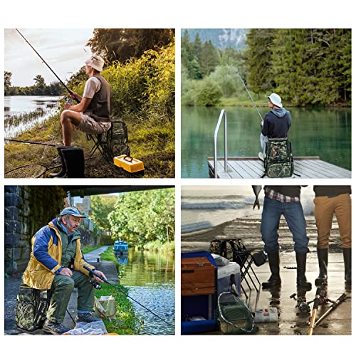 PLAY-KING Fishing Backpack Tackle Box Bag with Rod Holder Boxes Foldable Fishing Chair, perfect for Outdoor, used by Men