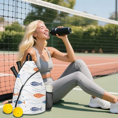 Pickleball Bag for Women Men Adjustable Crossbody Sling Backpack Hold Pickleball Paddle Water Bottle - color: Multicolor 8