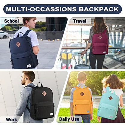 RAVUO School Backpack, Lightweight Classic Bookbag Casual Daypack for Men Women - color: Blue