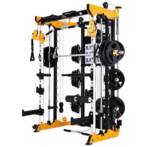Altas Strength 3059 Smith Machine Home Gym with 1000 lb Capacity and Cables | All-in-one Smith machine with cable system, 1,000 lb capacity, safe solo training, and compact home gym design.