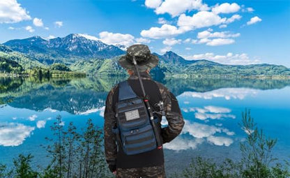 Tactical Sling Tackle Backpack Holster Fishing Crossbody Shoulder Strap Bag 15L Water Bottle Molle Accessories Pouch - color: Blue