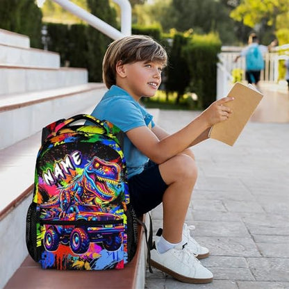 School Backpack for Boys Personalized Dinosaur Backpacks for Toddler Kids, Custom Bookbag Cool Back Pack for Preschool Kindergarten Elementary Primary - color: Blue