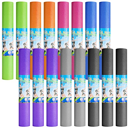 3 mm Thick Yoga Mat Bulk, Non Slip Exercise Workout Fitness Pad for Women Men, Gym Home Yoga Pilates, Easy to Clean, Sturdy PVC - color: Multicolored
