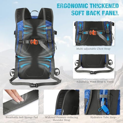 G4Free Hiking Backpack with Thickened Back Panel Packable 25L Lightweight Foldable Travel Daypack for Men Women(Blue) - color: Blue