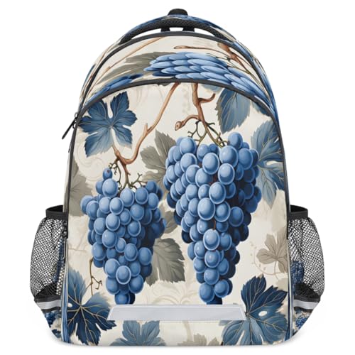 Watercolour Beautiful Grapes Backpack with Chest Strap Reflective Lightweight Travel Hiking Backpack for Men Women Waterproof Daypack Back Pack for Commute Camping