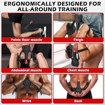 3rd Gen Inner Thigh Leg Train Exercisers 0-100 lbs Adjustable Resistance with Leg Straps Band Pelvic Floor Kegel Hip Exercise Workout Equipment Pilates Women Men - color: Black