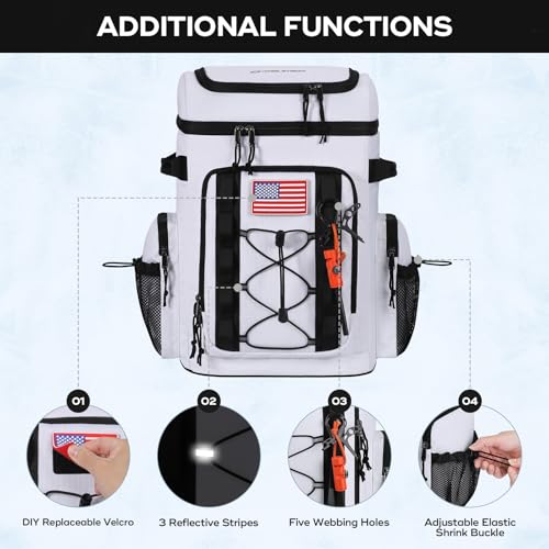 Maelstrom 35/50 Can Insulated Backpack Cooler, Leakproof Soft Lunch Ice Bag - color: White, size: 35 Can
