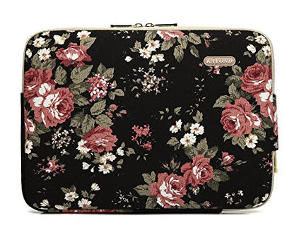 kayond Water-Resistant Canvas 13.3 Inch Laptop Sleeve-Black C Rose - color: Black C Rose, size: 13-13.3 inch