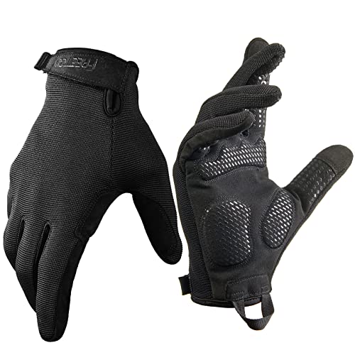 FREETOO Full-Finger Workout Gloves for Men, Padded Gym Gloves with Excellent Grip and Palm Protection - size: Large