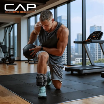 CAP Barbell Adjustable Ankle Weights |10-20lb Pair | Black - size: 10-Pound