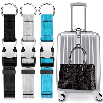 Amylove 3 Pcs Add a Bag Luggage Straps Gripper Heavy Duty Jacket Valises Strap for Travel Belt with Buckle Adjustable Baggage - color: Black, Blue and Grey