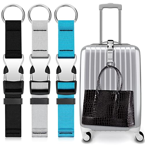 Amylove 3 Pcs Add a Bag Luggage Straps Gripper Heavy Duty Jacket Valises Strap for Travel Belt with Buckle Adjustable Baggage - color: Black, Blue and Grey