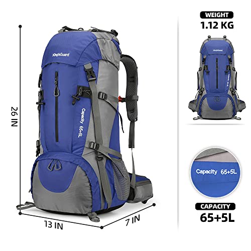 70L Camping Hiking Backpack with Rain Cover Waterproof Backpacking Backpack for Hiking Treeking Climbing Outdoor - color: Deepblue
