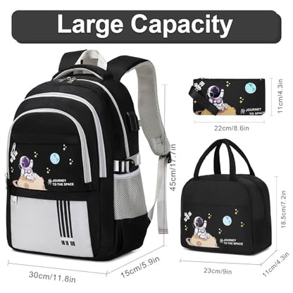 ACESAK Backpack for Boys - Boy Backpack Schoolbag for Boys Kids Teens Girls Elementary Middle School Bags, Waterproof Lightweight Kids Bookbag Backpacks Casual Daypack with Lunch Bag Set - color: Grey
