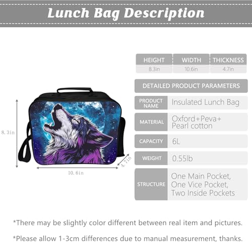 Kids Backpack School Bookbag 16inch Schoolbag With Lunch Box Bag And Pencil Case Set For Boys Girls - color: Wolf