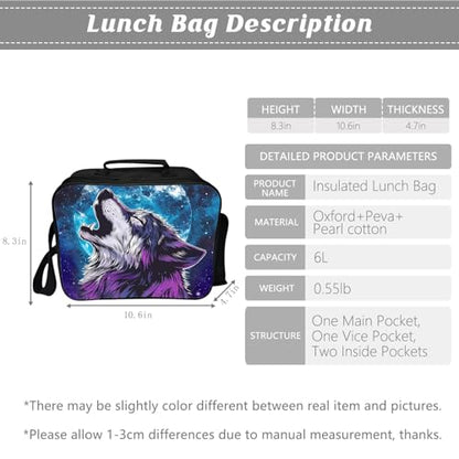 Kids Backpack School Bookbag 16inch Schoolbag With Lunch Box Bag And Pencil Case Set For Boys Girls - color: Wolf