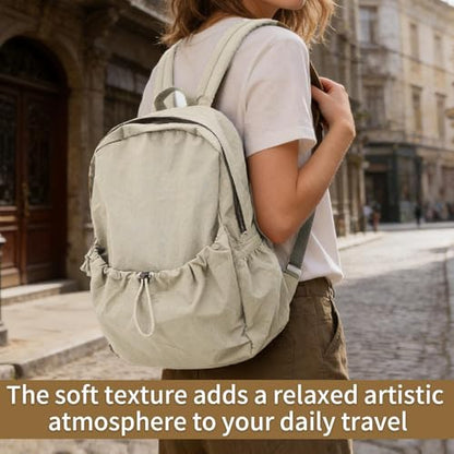 Simple Backpack for Women Men, Aesthetic Medium Backpack Lightweight Casual Daypack Cute Bookbag for Women Men (White, 38x26x10cm) - color: White