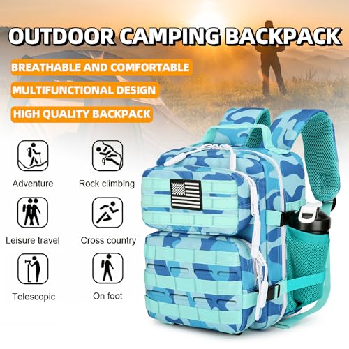 9L Mini Tactical Backpack for Men and Women Tactical Backpack Small for Hiking Small Tactical Bag Fitness Pack - color: Blue Cp
