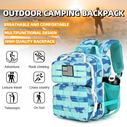 9L Mini Tactical Backpack for Men and Women Tactical Backpack Small for Hiking Small Tactical Bag Fitness Pack - color: Blue Cp
