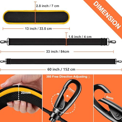 Hseok 60 Inch Shoulder Strap, Ultra-Thick and Padded with Metal Swivel Hooks for Laptop Messenger and Crossbody Canvas Bags - color: Black Yellow