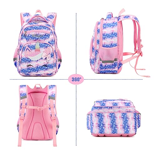 Cusangel Backpack for Girls Boys School Bookbags Kindergarten Elementary Lightweight Waterproof Multifunctional Large Capacity for Backpack (16 inch Sky Unicorn Fun Prints) | SKy Unicorn Elementary lightweight Waterproof Large Backpack with chest buckle 6