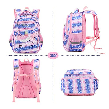 Cusangel Backpack for Girls Boys School Bookbags Kindergarten Elementary Lightweight Waterproof Multifunctional Large Capacity for Backpack (16 inch Sky Unicorn Fun Prints) | SKy Unicorn Elementary lightweight Waterproof Large Backpack with chest buckle 6