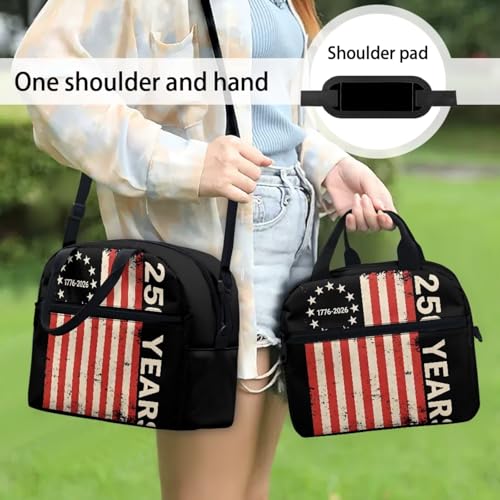 3PCS Backpacks for Boys Girls, USA Flag 250 Years Lightweight 3 in 1 School Bag with Insulated Lunch Box Pencil Case for Middle High School Students - color: Usa Flag 250 Years