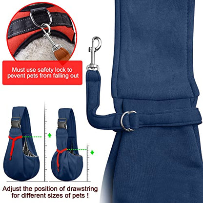 Tomkas Small Dog Sling Carrier - Zipper Pocket & Adjustable Strap - for 3-10 lbs Pets(Dark Blue) - color: Darkblue