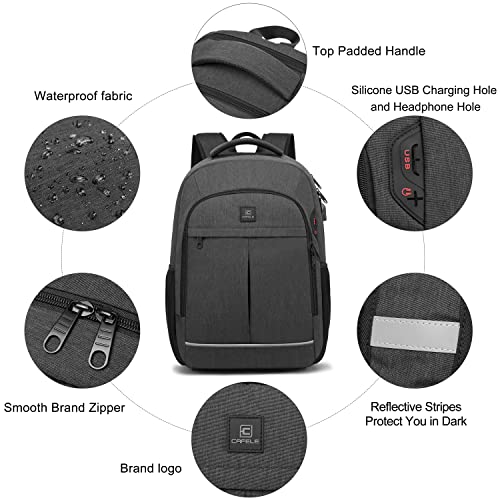 17.3 Inch Laptop Backpack, School Backpack,Large TSA Travel Carry on Backpack,College Student Bookbag with USB Port,Teenagers Water Resistant Computer Bagpack Gift for Men Women,Grey - color: 17.3 Inch-grey
