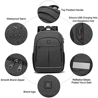 17.3 Inch Laptop Backpack, School Backpack,Large TSA Travel Carry on Backpack,College Student Bookbag with USB Port,Teenagers Water Resistant Computer Bagpack Gift for Men Women,Grey - color: 17.3 Inch-grey