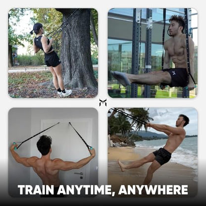 Kensui NanoBars V2 - Portable Suspension Trainer, 600 lb Max Load | Stable and rotating handle modes support pull ups, rows, dips, curls and full body training with natural wrist movement. - color: Black