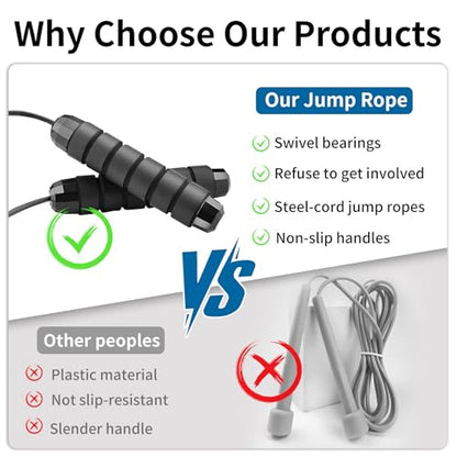 Bulk 50 Pack Jump Ropes, Steel Cable with Ball Bearings for Tangle-Free Rapid Speed Jumping, Adjustable Skipping Rope with Comfortable Foam Handles for Gym, Fitness Class, Home Workout