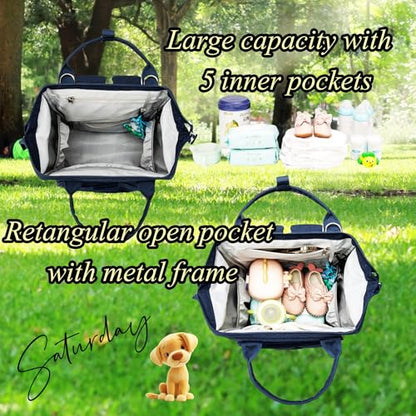 Diaper Bag Backpack for Dad and Mom with USB Charging Port Stroller Straps and Insulated Pocket,army military Travel Nappy Backpack for Daddy/Mommy (Navy) - color: Navy