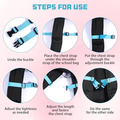 2 Pack Universal Backpack Chest Strap, Adjustable Replacement Backpack Sternum Strap Chest Harness Secures Chest Belt with Quick Release Buckle Outdoor Backpack Accessories