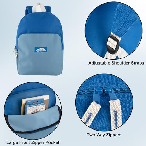 Trail maker 15 Inch Backpack for Kids, Preschool, Elementary & Middle School Students – Spacious Bookbag with Large Front Pocket, Adjustable Straps, Fits up to 13 Inch Laptop (Blue) - color: Blue