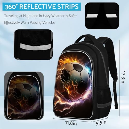 TILYTADLY School Backpack for Boys - Soccer Boys Backpack for Kids Children Teens Elementary Middle School - Students Bag for Ages 6-18,17″Bookbag Multifunctional Large Capacity - color: Soccer-09-backpack Only