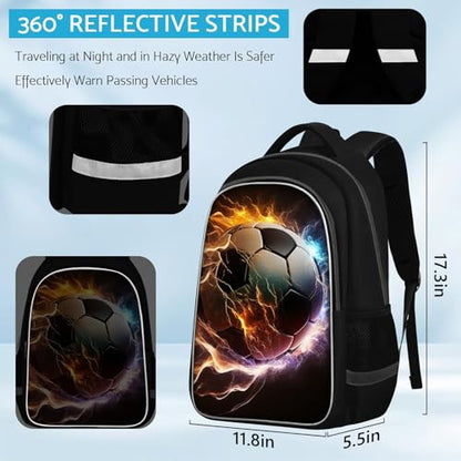 TILYTADLY School Backpack for Boys - Soccer Boys Backpack for Kids Children Teens Elementary Middle School - Students Bag for Ages 6-18,17″Bookbag Multifunctional Large Capacity - color: Soccer-09-backpack Only