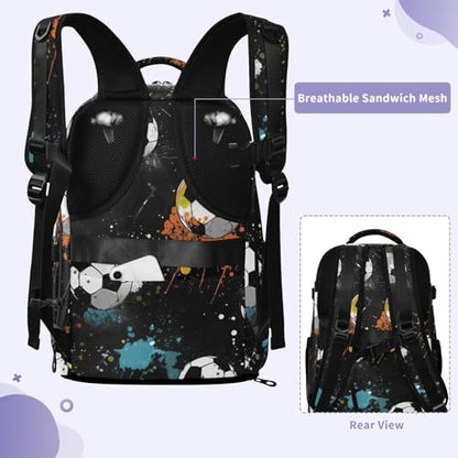 Travel Backpack with Shoe Compartment, 20L Large Capacity Laptop Backpack for Men Women, Soccer Balls Daypack for Traveling Hiking Carry On