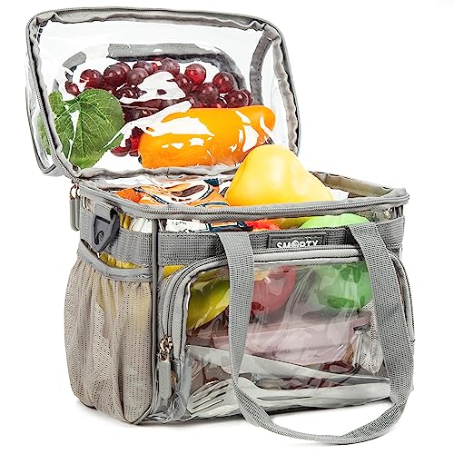 J.CARP Clear Bag Heavy Duty Backpack Durable Transparent See Through Bag - color: Lunch Bag Medium, Grey