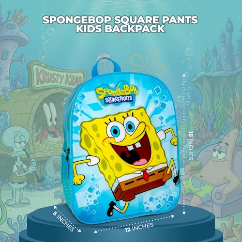 AI ACCESSORY INNOVATIONS Spongebop Square Pants Kids Backpack, 15" School Bag for Girls & Boys, Blue - color: Spongebob