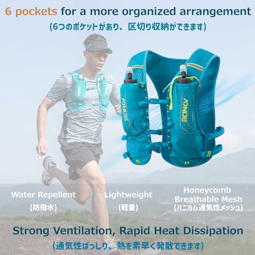 Azarxis Hydration Running Vest Backpack Pack 5L 5.5L for Women and Men Jogging Trail Race Marathon Cycling Hiking - color: #3 Black (5L) - with 2 Soft Flasks (500ml)