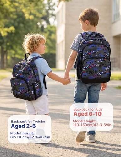 VASCHY Kids Backpacks, 12L Toddler & 17.5L School Backpacks, Lightweight Water-Resistant for Boys and Girls Ages 3-12 - color: Racing Blue-l, size: Large