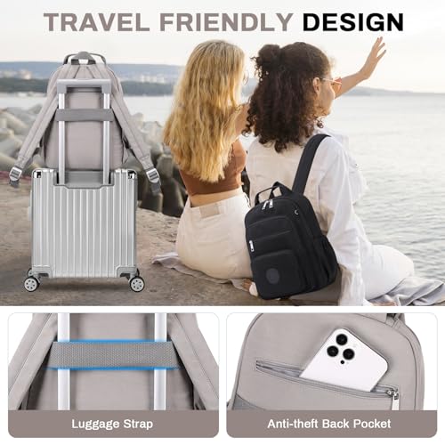 Small Backpack for Women, 2PCS Mini Backpack for Ladies Bookbag Purse for Women with Mini Wallet and Luggage Strap, Gray - color: Grey