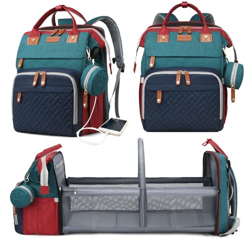 Astro alan Baby Diaper Bags with Changing Station, Waterproof Diaper Bag Backpack for Moms Dads with USB Charging Port, Baby Shower Gifts, Large Capacity diaper backpack, Red-Green-Blue - color: Red-green-blue