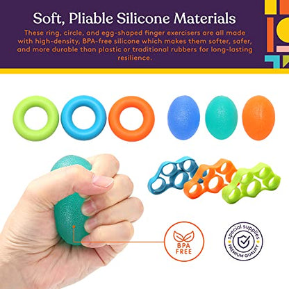 Special Supplies Physical Hand Therapy Putty Kit, Finger Exercisers, Hand Strengtheners, 15 Set Grip Strength,Dexterity, Mobility, Injury Stress Relief