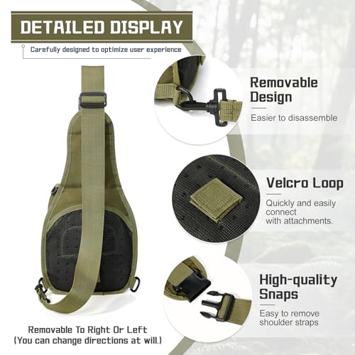 Tactical Backpack for Men, Waterproof Military Sport Bag Pack Crossbody Sling Backpack Tactical Bag for Every Day Carry, Green - color: Green