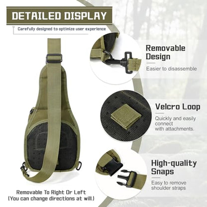 Tactical Backpack for Men, Waterproof Military Sport Bag Pack Crossbody Sling Backpack Tactical Bag for Every Day Carry, Green - color: Green